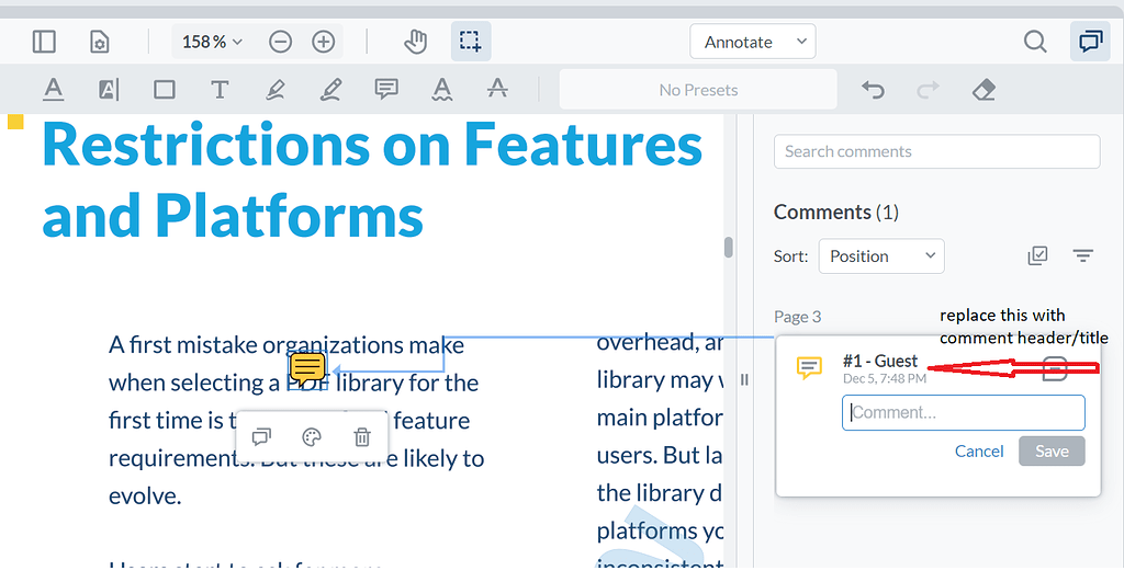 Replace Guest/Date time in sticky note annotation reactjs - WebViewer ...
